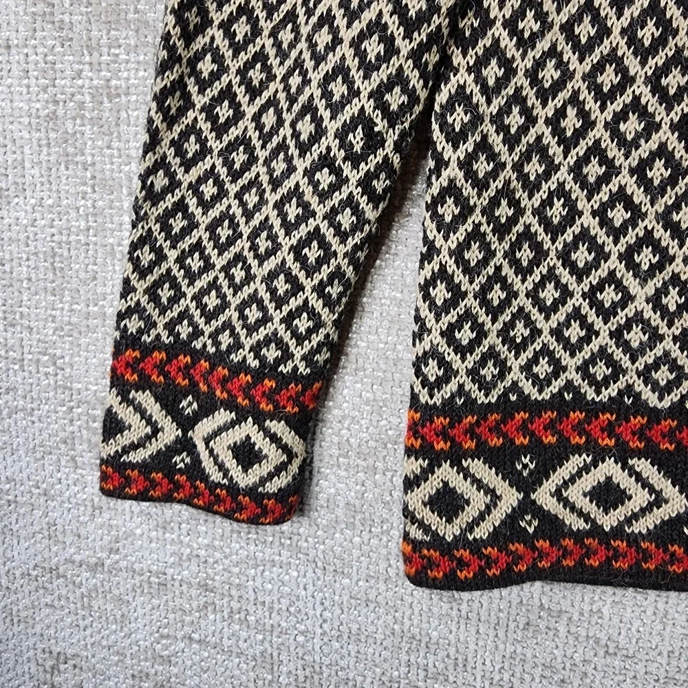 LAM 100% Alpaca 1/4 Zip Sweater Unisex M Multicolor Geo Alpine Pattern‎ Bolivia